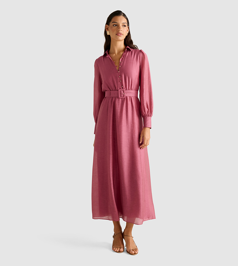 MACY Belted Midi Shirt Dress