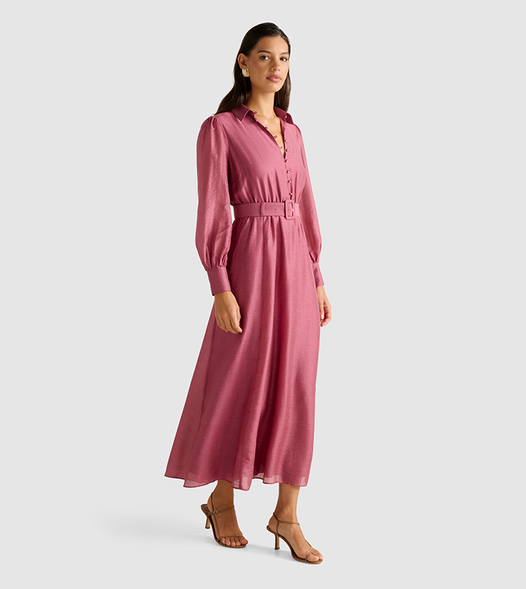 MACY Belted Midi Shirt Dress