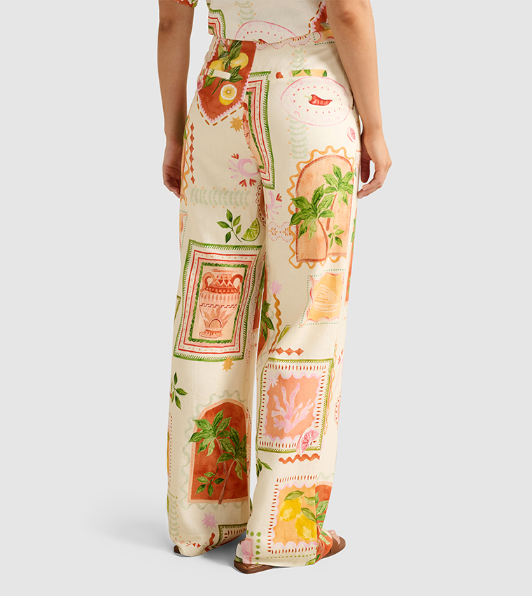 OLA Printed Linen Wide Leg Pants