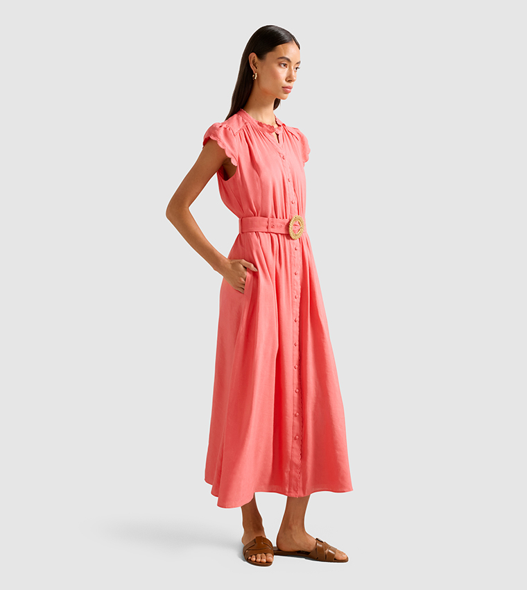 SERAFINA Scallop Edge Midi Dress