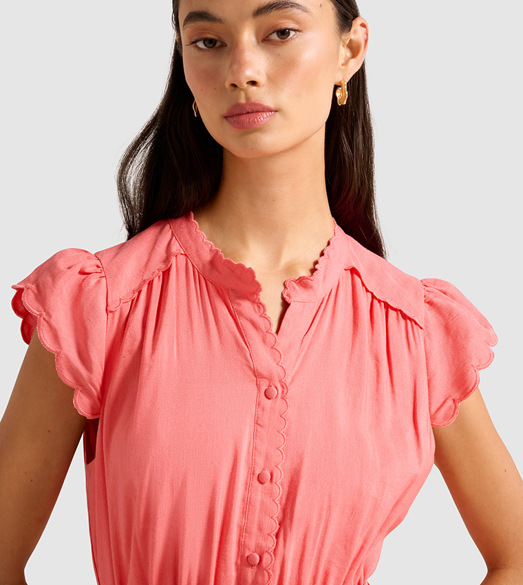 SERAFINA Scallop Edge Midi Dress