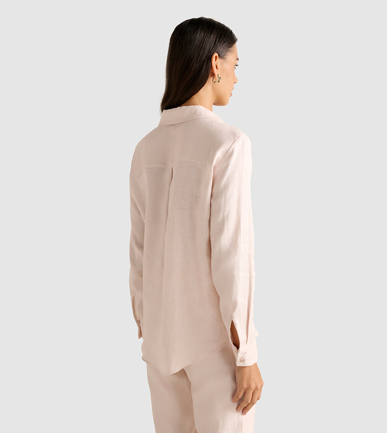 LIA Solid Button Linen Shirt