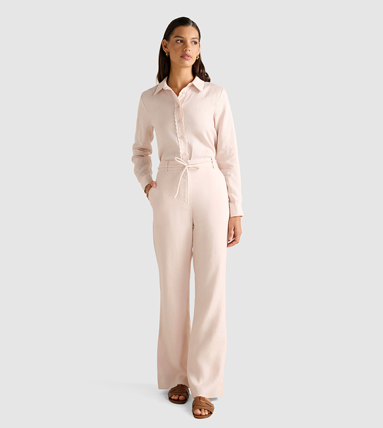LIA Solid Button Linen Shirt