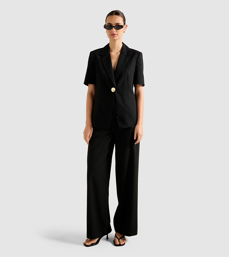 LIVIA Solid Short Sleeves Blazer