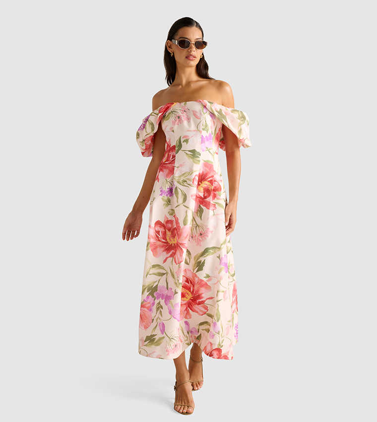 JANIE Off Shoulder Midi Dress