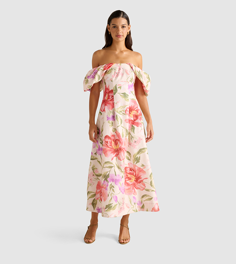 JANIE Off Shoulder Midi Dress