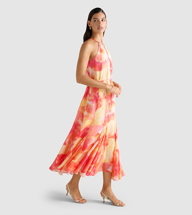 CASEY Halterneck Godet Midi Dress