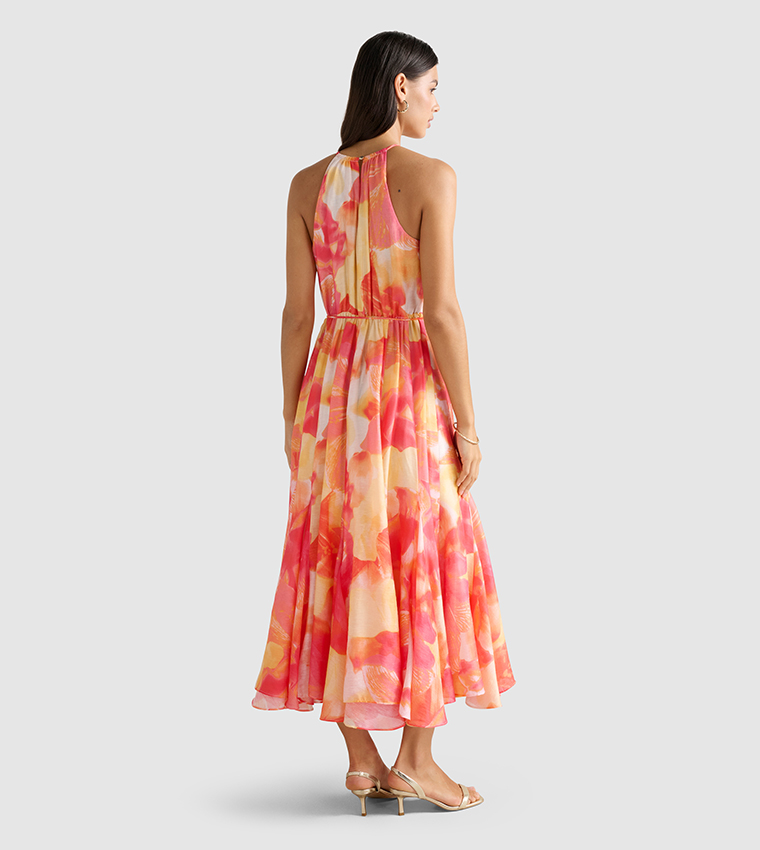 CASEY Halterneck Godet Midi Dress