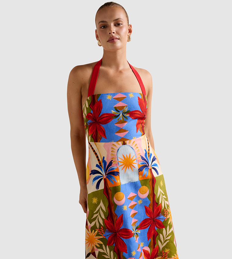 ROMEE Printed Halterneck Midi Dress