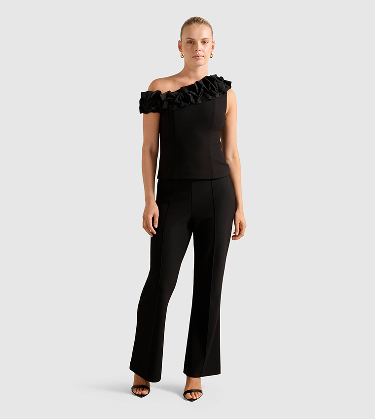 SADIE Asymmetric Neck Ruffled Top