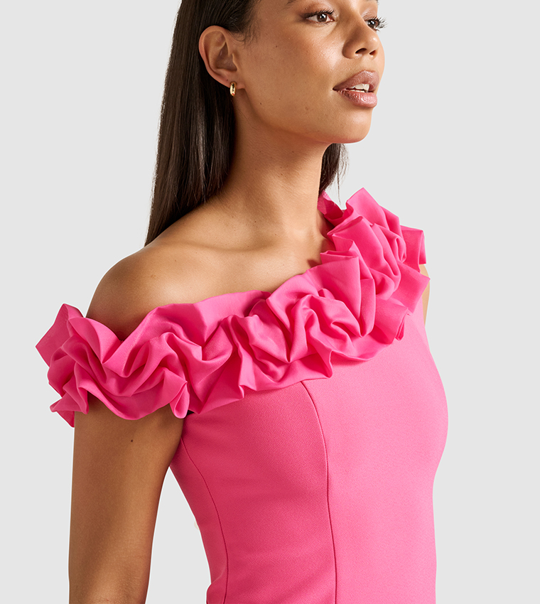 SADIE Asymmetric Neck Ruffled Top