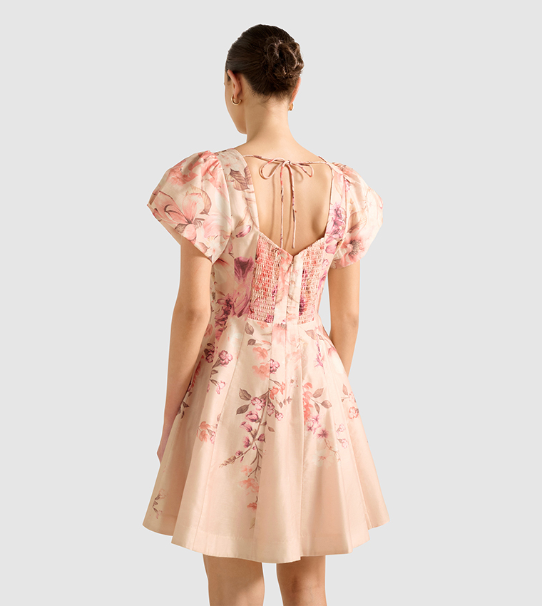CAMDEN Printed Puff Sleeves Mini Dress