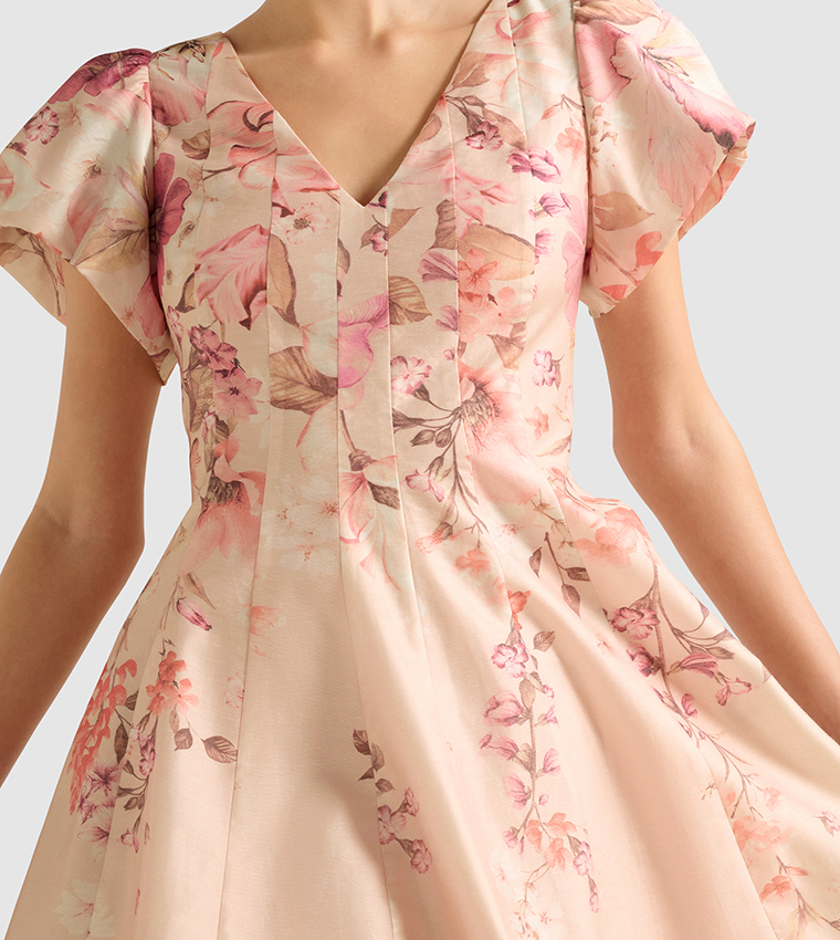 CAMDEN Printed Puff Sleeves Mini Dress