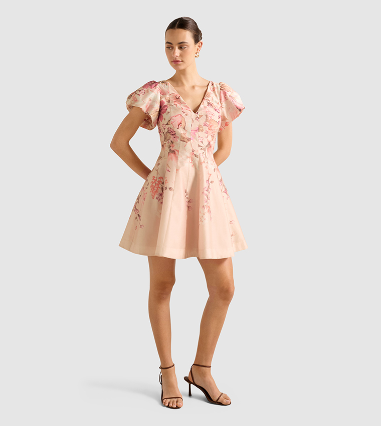 CAMDEN Printed Puff Sleeves Mini Dress