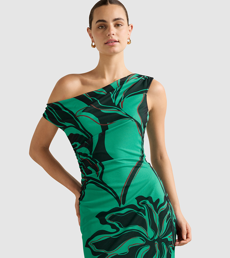 GISELLA Printed Tipped Mesh Midi Dress