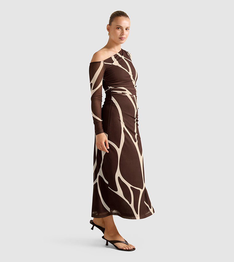 GEMMA Asymmetric Neck Midi Dress
