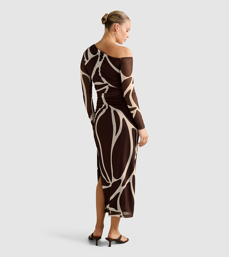 GEMMA Asymmetric Neck Midi Dress