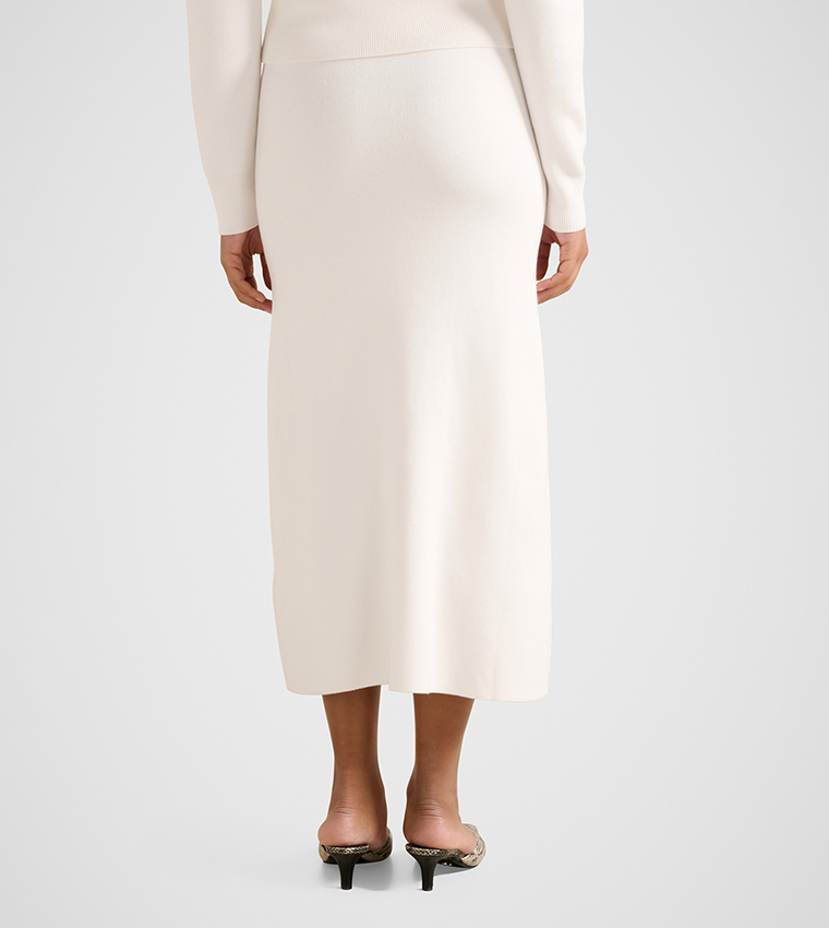 ALLY High Waist Knitted Midi Skirt
