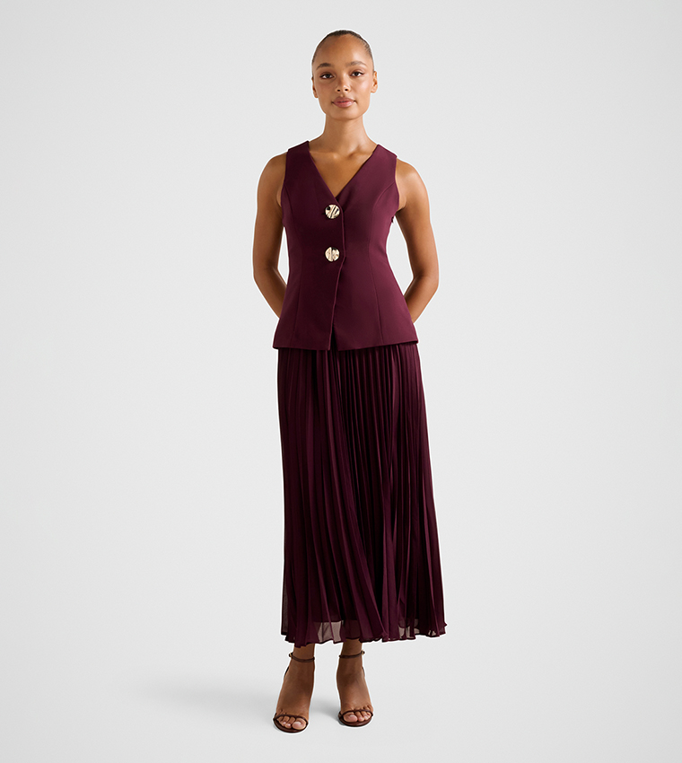LARISSA Pleated Vest Midi Dress