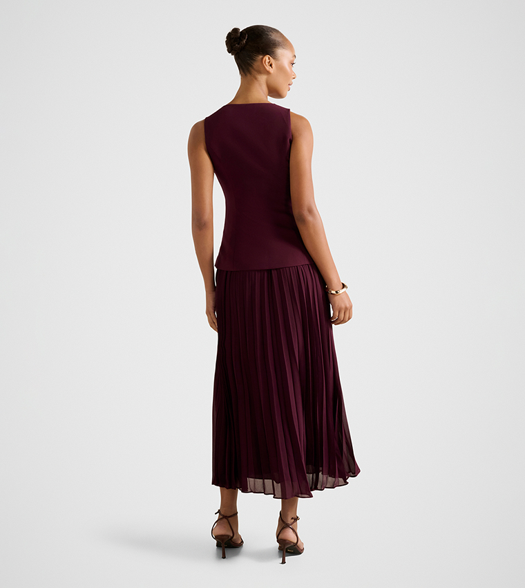 LARISSA Pleated Vest Midi Dress