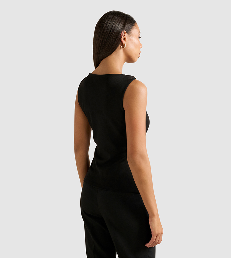 CLEO Metal Accent Cowl Neck Top