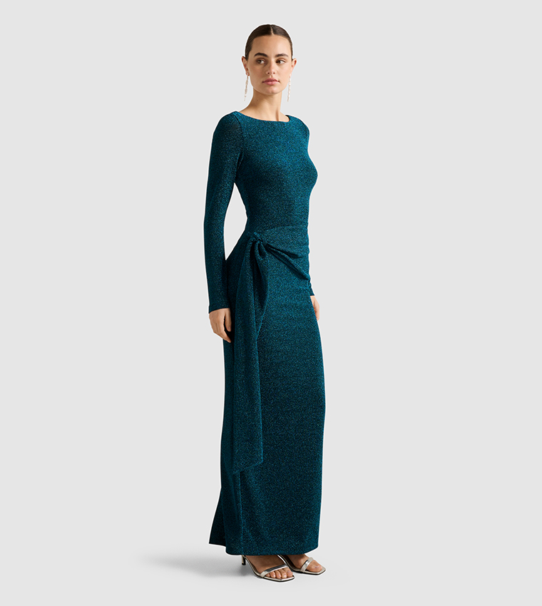 EDEN Long Sleeves Glitter Maxi Dress