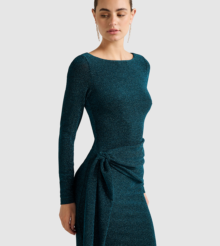 EDEN Long Sleeves Glitter Maxi Dress