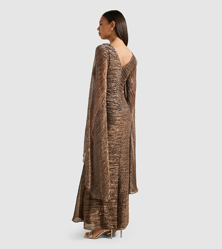 MONIQUE V-Neck Cape Sleeves Evening Dress