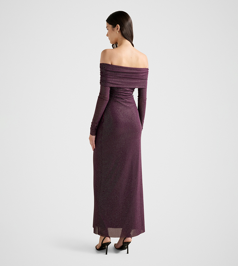 EFFIE Bardot Heatseal Maxi Dress