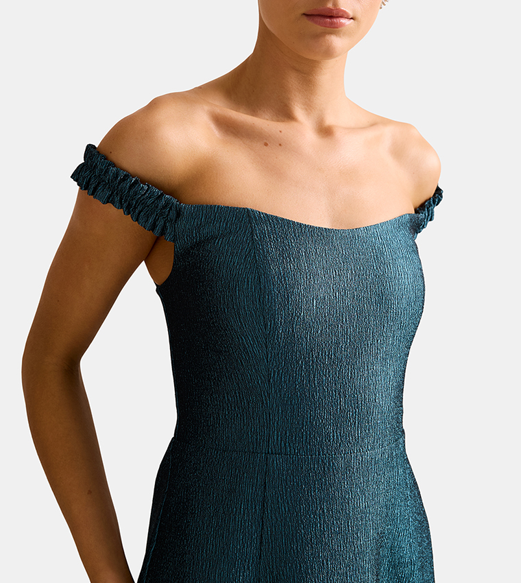 MINDY Bardot Ruffle Maxi Dress