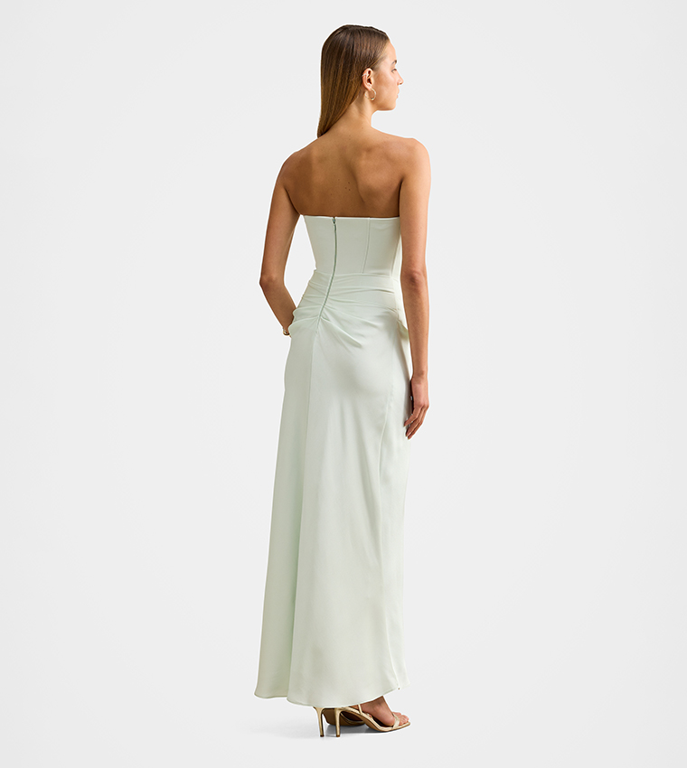 ISRA Solid Strapless Maxi Dress