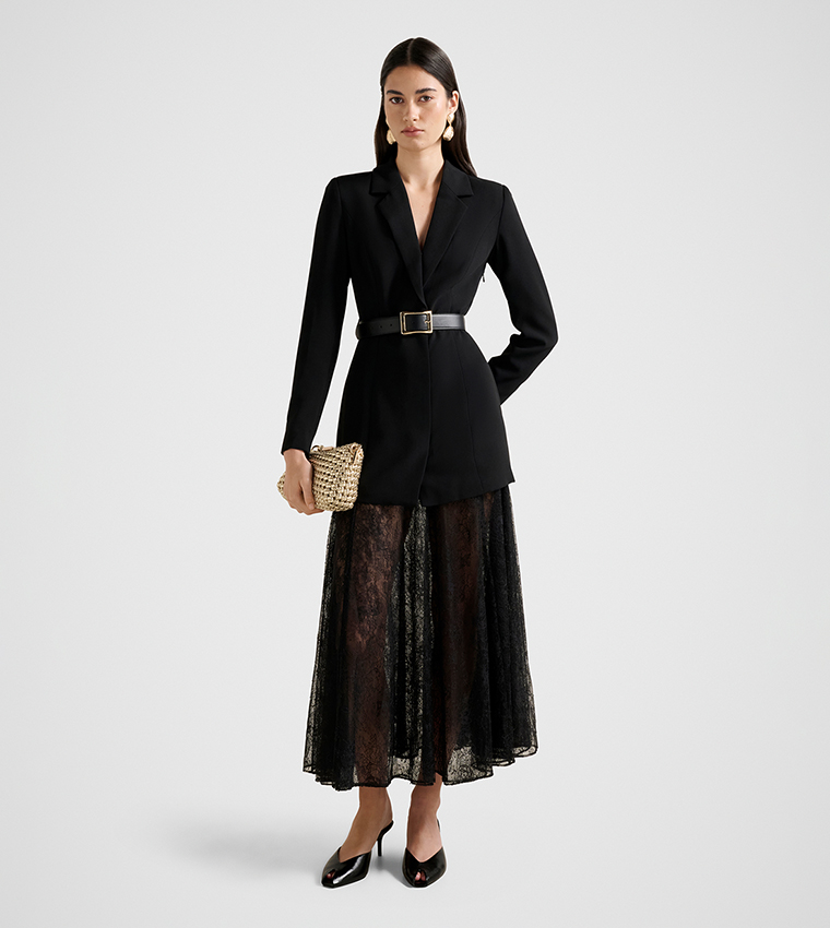 FALLON Blazer 2-in-1 Lace Midi Dress