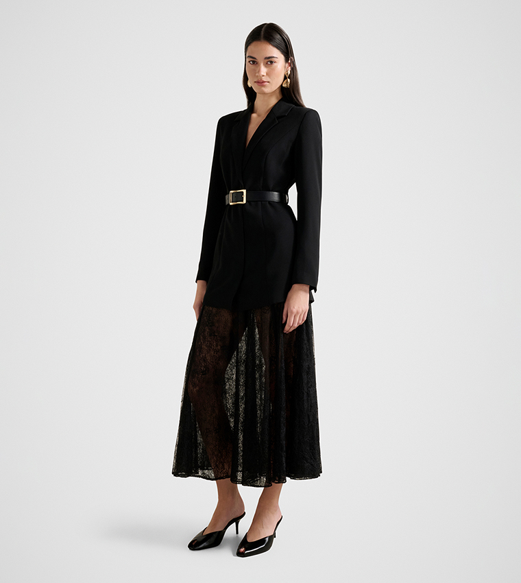 FALLON Blazer 2-in-1 Lace Midi Dress