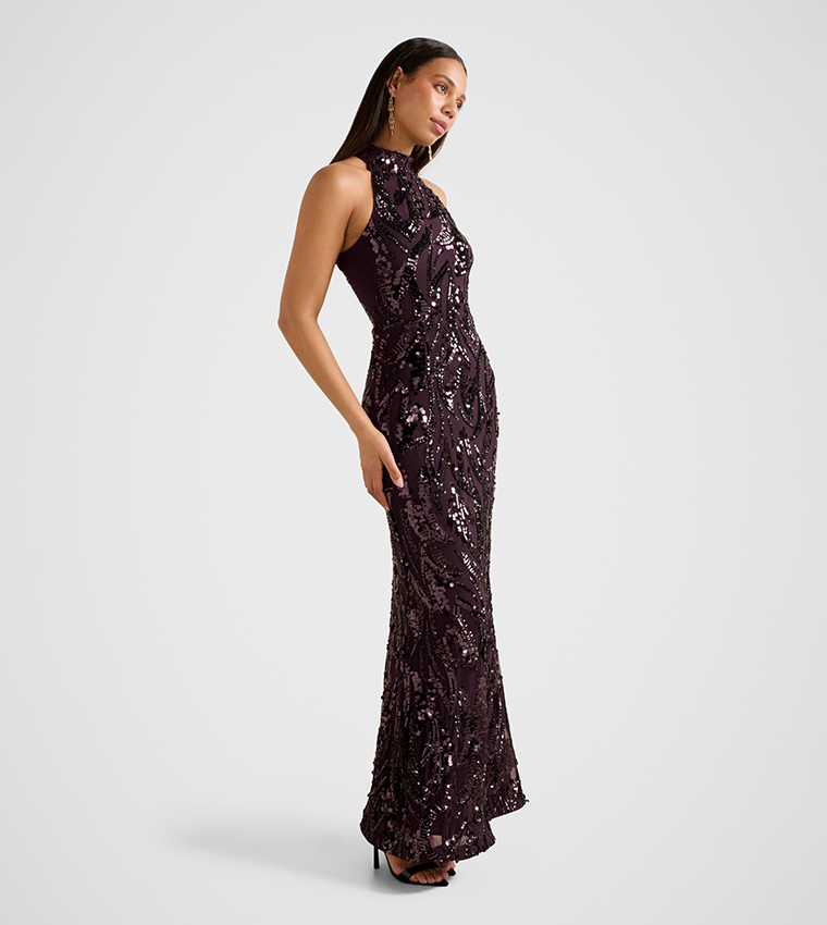 JASSINTA Halterneck Sequined Maxi Party Dress