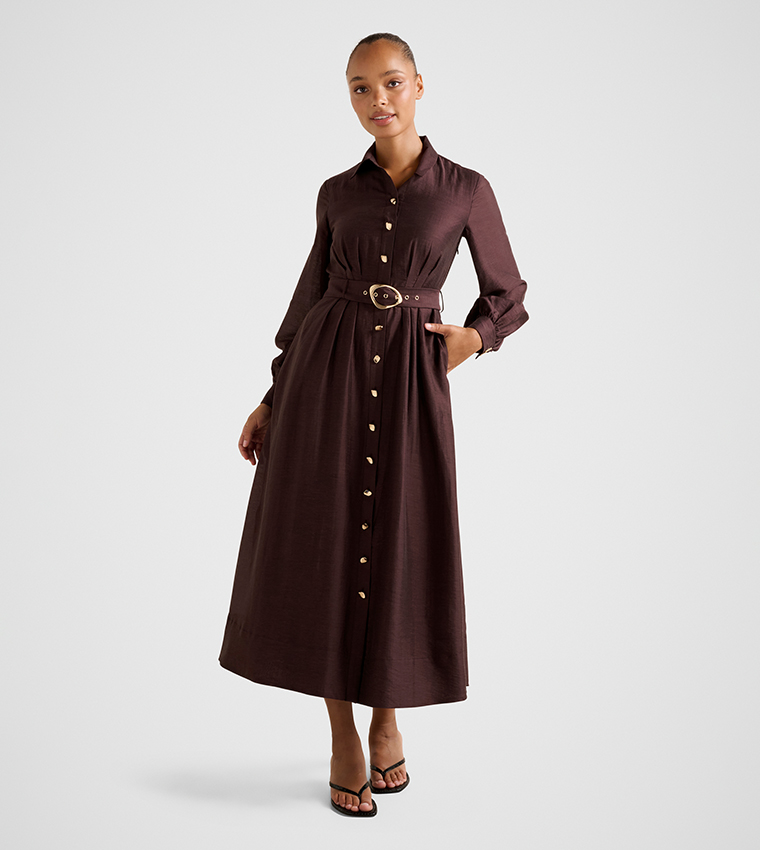 EVELYN Seam Detail Midi Dress