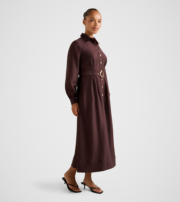 EVELYN Seam Detail Midi Dress