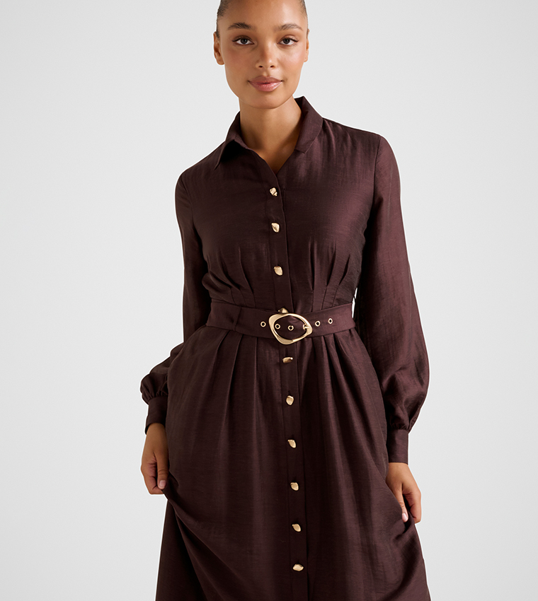 EVELYN Seam Detail Midi Dress