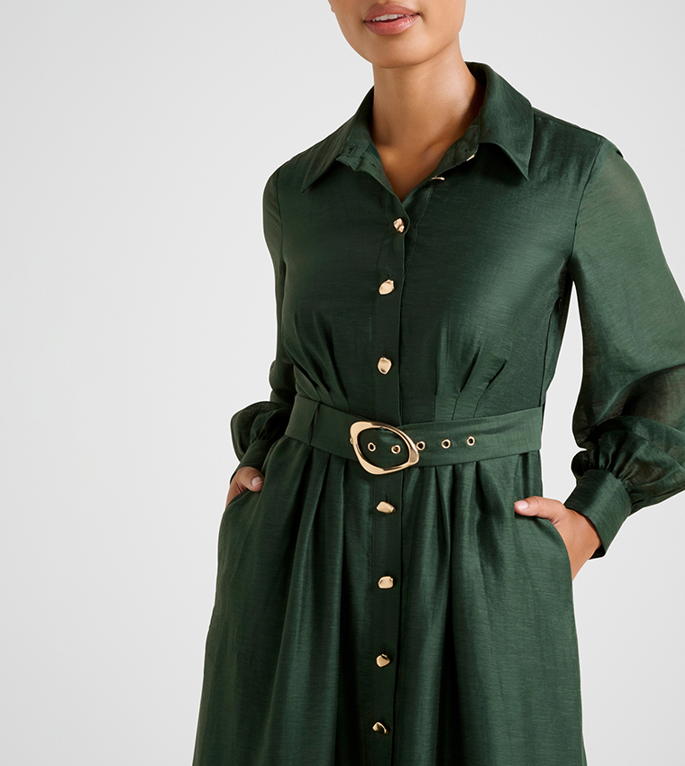 EVELYN Seam Detail Midi Dress