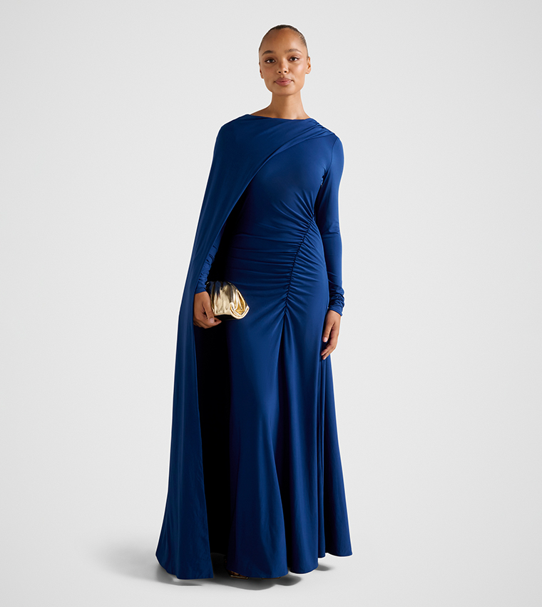 Dreamy Eyes Cloaked Cape Maxi Dress
