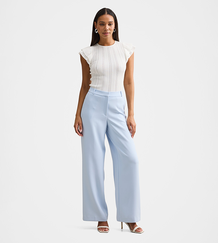 بنطلون أوكلين واسع بخصر عالي 