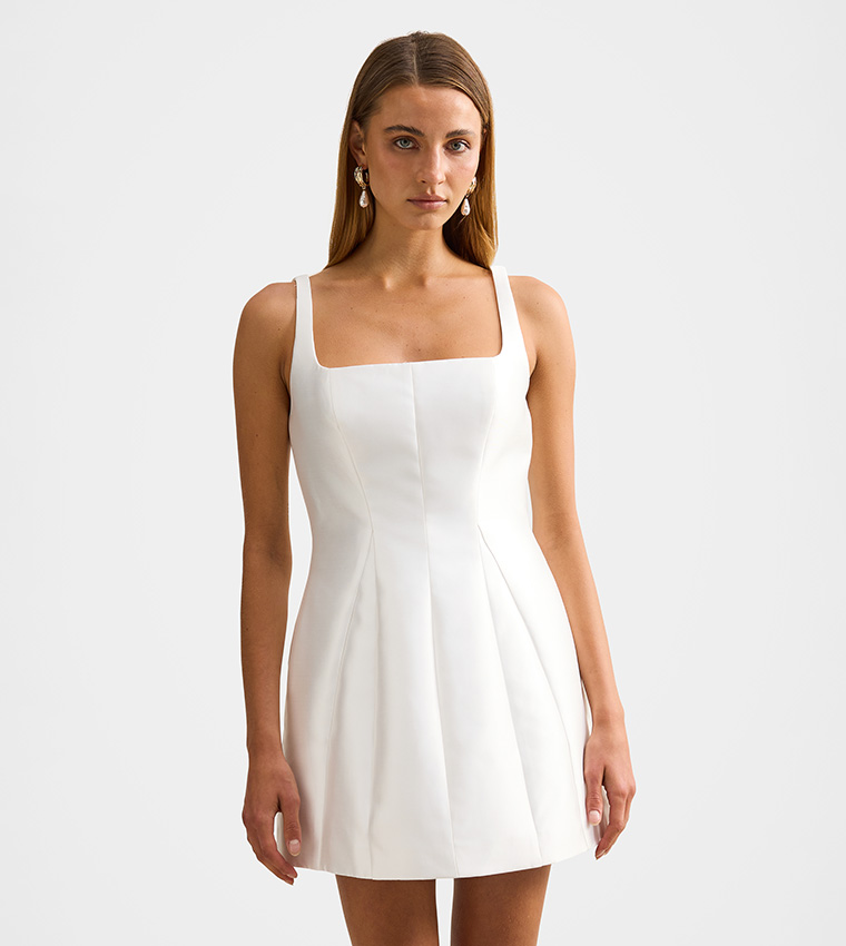 KAITLYN Structured Satin Mini Dress