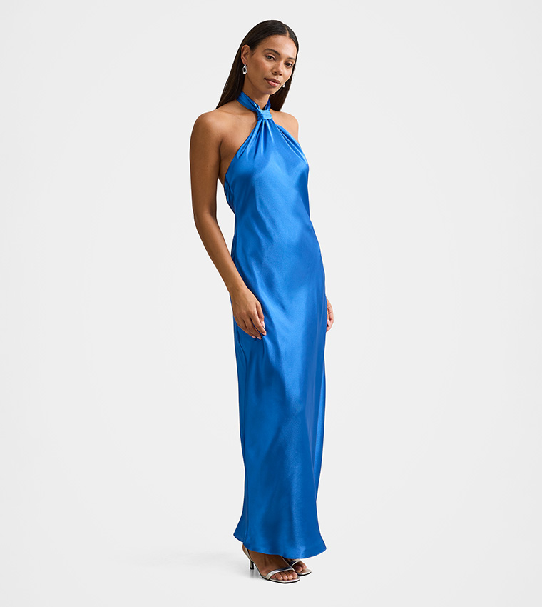 forever new blue maxi dress Royal Blue Stretch Satin Bridesmaid Dresses A Line Off The Shoulder V-