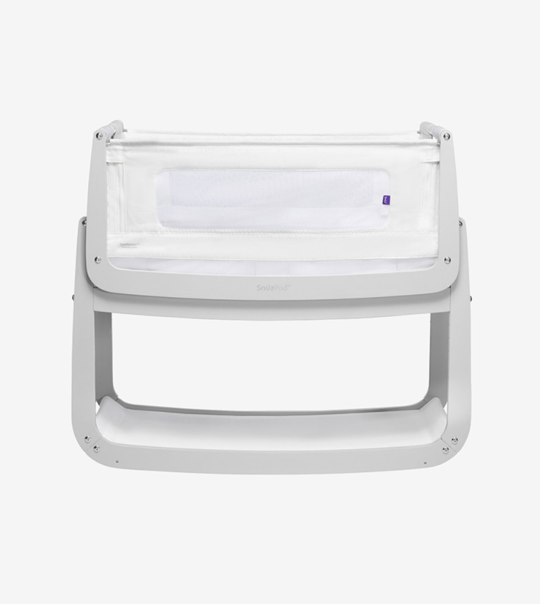  Babygrow Pod4 Baby Bedside Crib Safety Tested, Breathable Mattress and Dual View Mesh Windows - 100 L x 95 W x 49 H cm, Haze Grey