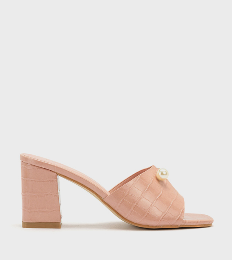 Textured Open Toe Heel Sandals