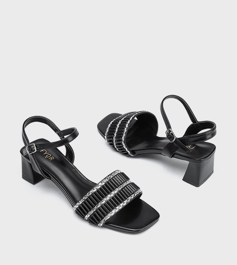 Embellished Open Toe Heel Sandals