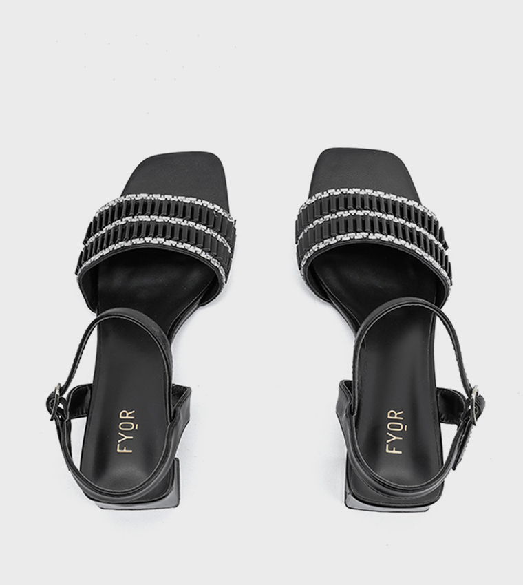 Embellished Open Toe Heel Sandals