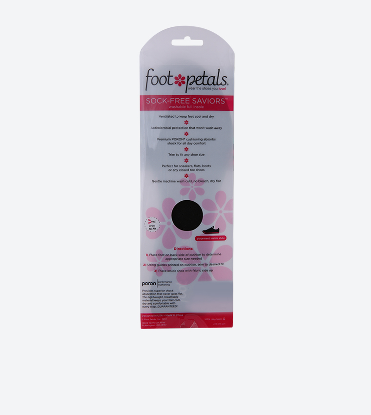 Washable Full Insole Sock Free Saviors - Black