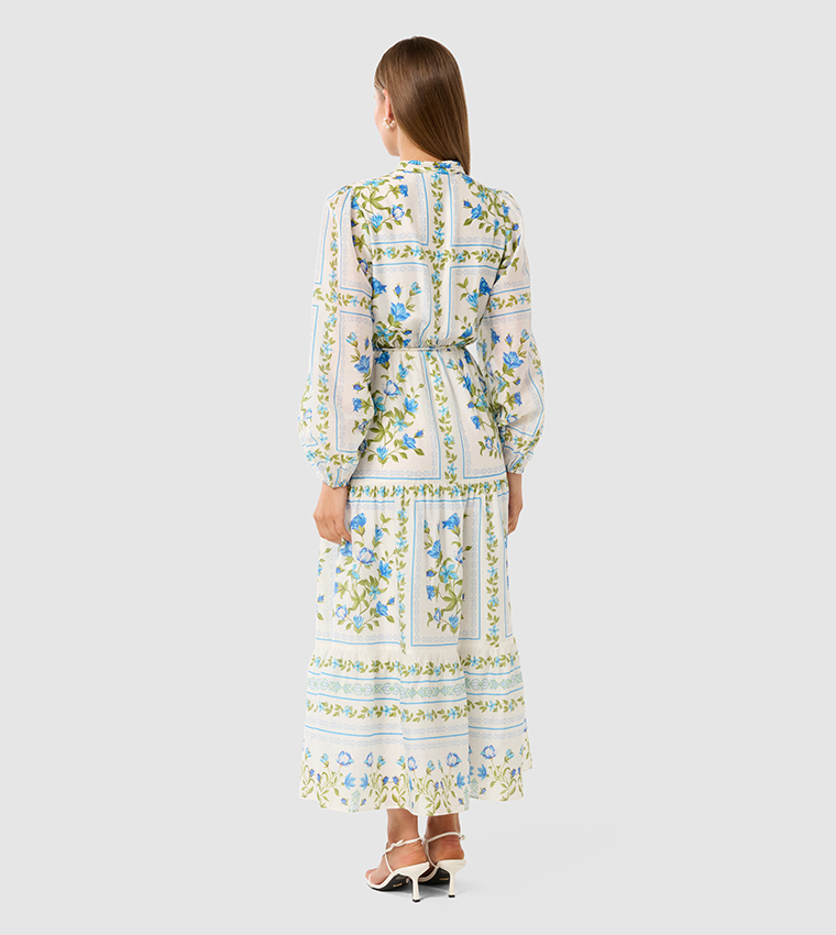 TARA Printed Long Sleeves Midi Dress