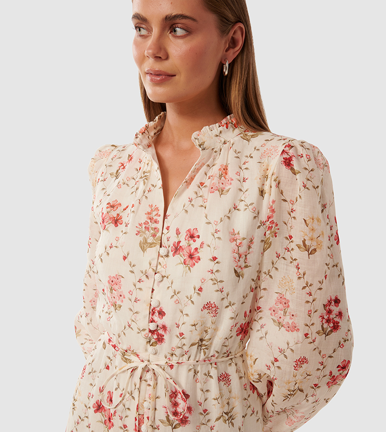 JESSIE Printed Button Down Midi Dress