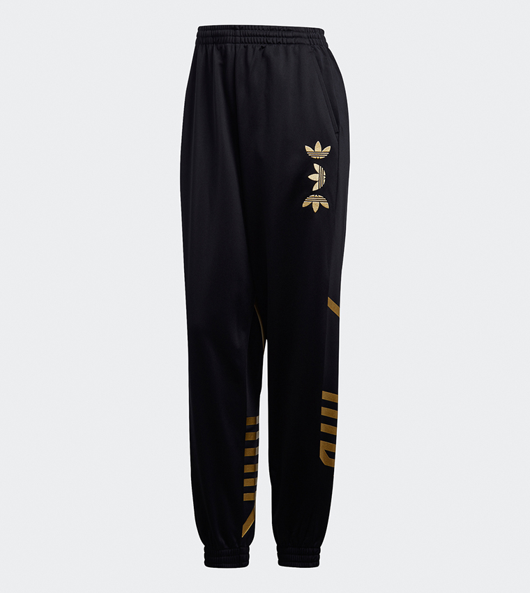 Buy Adidas Large Logo Track Pant Black/Gold Met In Black